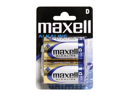 MAXELL • 2 Piles alcalines blister 1,5V Ø34,2 H 61,5 D