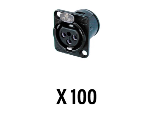 NEUTRIK • Boite de 100 embases XLR3 femelle noire, CI vertical