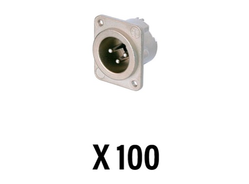 NEUTRIK • Boite de 100 embases XLR3 mâle fileté M3, série DLX