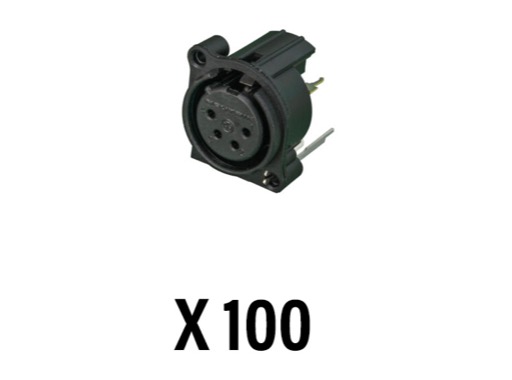 NEUTRIK • Boite de 100 embases XLR4 femelle CI vertical, sans levier série A