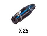 NEUTRIK • Boite de 25 fiches XLR7 femelle noire contacts or, série XX-neutrik
