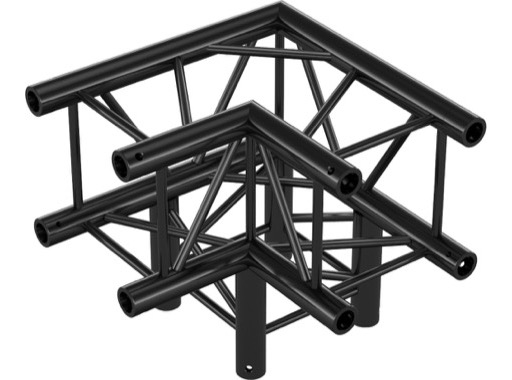 QUICKTRUSS &bull; Quatro M290 Angle noir 90&deg; 3 directions + kit de jonction