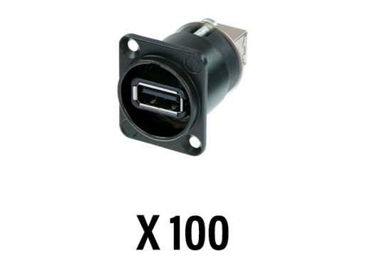 NEUTRIK • Boite de 100 Traversée de panneau USB A-B, étanche, série D corps noir