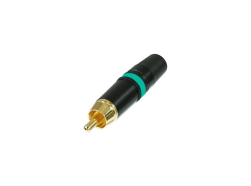 REAN &bull; Boite de 100 fiches RCA noire contact or, bague verte