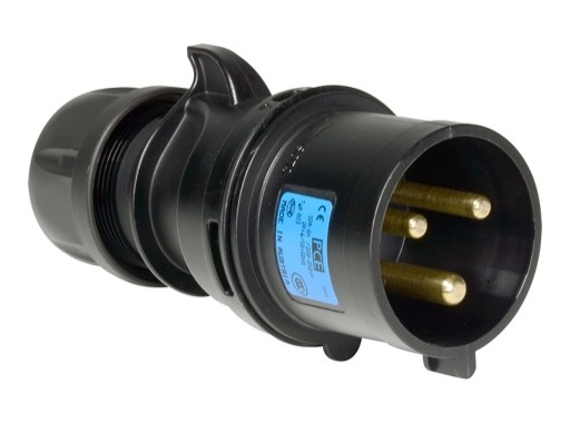 PCE • Fiche mâle noire CEE17 240V 32A 2P+T IP44