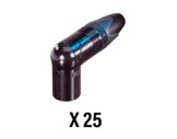 NEUTRIK • Boite de 25 fiches XLR6 mâle noire coudée contact or, série X-neutrik