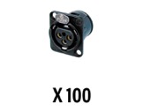 NEUTRIK • Boite de 100 embases XLR3 femelle noire, contacts or, CI vertical-neutrik