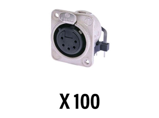 NEUTRIK • Boite de 100 embases XLR5 femelle fileté M3, CI horizontal