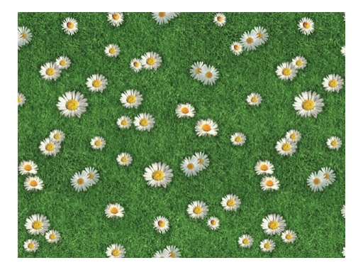 MOQUETTE IMPRIMEE &bull; Gazon Fleuri - Rouleau de 2 m x 30 ml soit 60 m2 Bfl-S1
