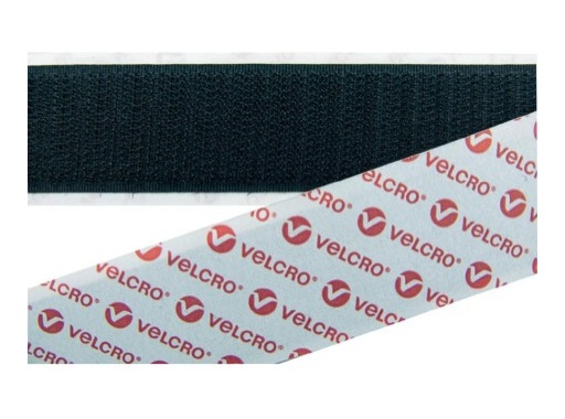 Velcro adhésif PS18 • Crochet noir 25 mm - prix au ml (spécial PVC)