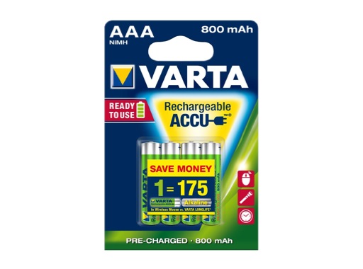 VARTA • Piles rechargeables HR 03 Accu R2U AAA 800 mAh blister x 4