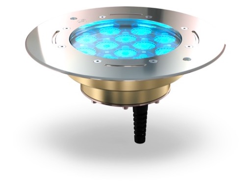 Projecteur immergeable AKHELIOS 12 N FC encastr&eacute; 12 LEDs Full RGBW 25 &deg; IP68