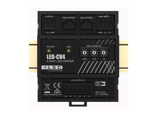LSC • Contrôleur LED-CV4 tension constante 4 x 5 A rail DIN