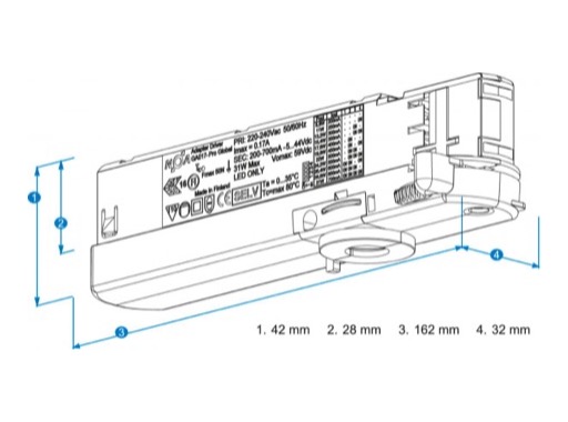 Global trac adaptateur + driver 200-700 mA pour rail 3 all. noir (à monter)
