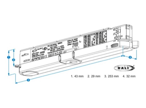Global trac adaptateur + driver DALI 300-1050 mA pour rail 3 all. noir (à monter