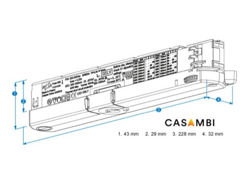 Global trac adaptateur + driver CASAMBI 300-1050 mA pour rail 3 all. noir (à mon