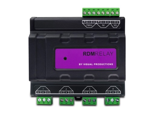 VISUAL PRODUCTIONS • RdmRelay 4 relais DMX RDM sur rail DIN