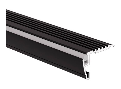 Profilé nez de marche STEKO-PLUS alu anodisé noir 1 m (Éclairage direct) - KLUS