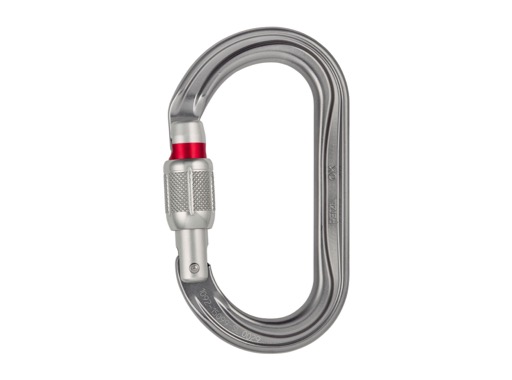 PETZL • Mousqueton OK Screw-Lock gris, verrouillage manuel à vis