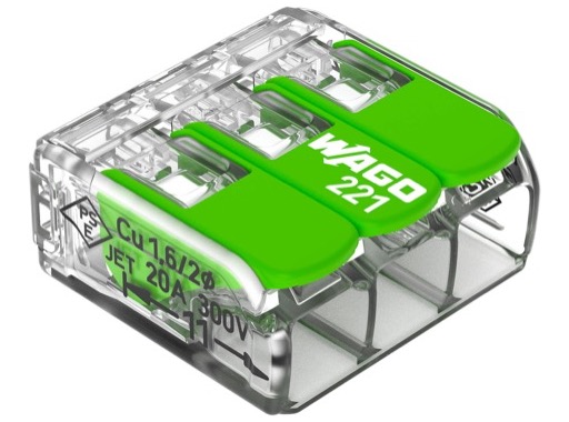 WAGO Green • Paquet de 50 bornes de connexion sans outils 3 X 0,08 à 4mm2 souple