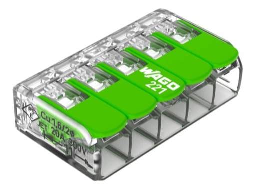 WAGO Green • Paquet de 25 bornes de connexion sans outils 5 X 0,08 à 4mm2 souple