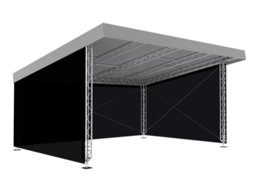 Chapiteau MR0 avec avanc&eacute;e 8 x 6 m hauteur 4,7 m avec b&acirc;che de toit gris argent&eacute; - QUICKTRUSS
