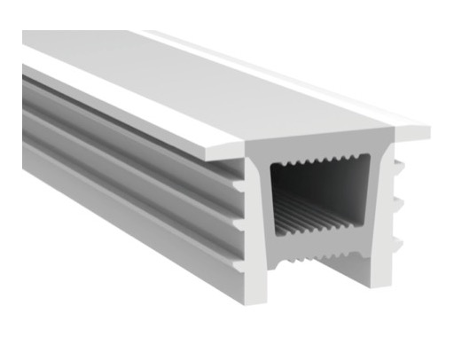 ESL &bull; Diffuseur silicone blanc, bordures blanches 1 m plat 12x12mm
