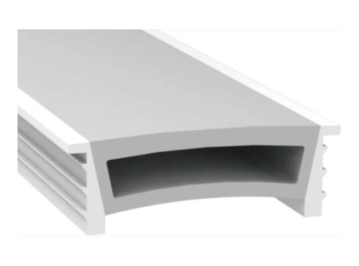 ESL &bull; Diffuseur silicone blanc, bordures blanches 1 m plat 40x15mm