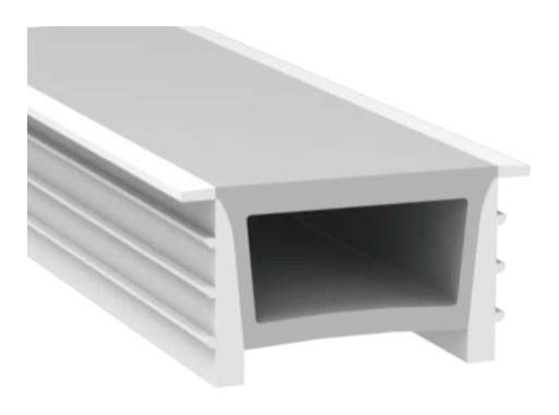 ESL &bull; Diffuseur silicone blanc, bordures blanches 1 m plat 30x20mm