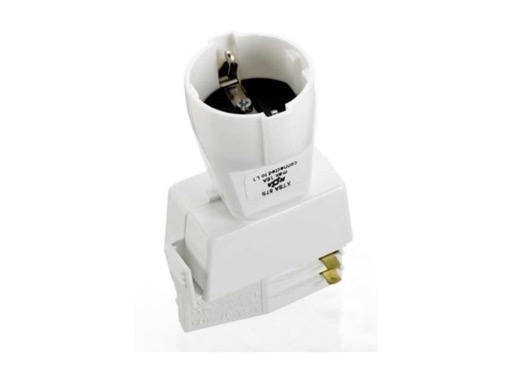 Global Trac Pro adaptateur rail 3 allumages avec fiche Shuko 16 A blanc