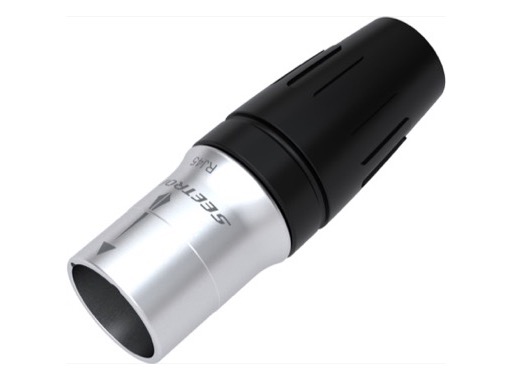 SEETRONIC Serie H &bull; Fiche porte-c&acirc;ble IP65 adapt&eacute;e au RJ45 normal, inox, pour c&acirc;ble 5-7,5 mm