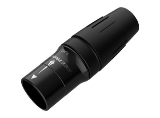 SEETRONIC Serie H &bull; Fiche porte-c&acirc;ble IP65 adapt&eacute;e au RJ45 normal, noir, pour c&acirc;ble 5-7,5 mm