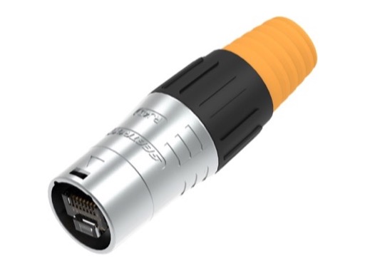 SEETRONIC Serie 02 &bull; Fiche porte-c&acirc;ble IP65 adapt&eacute;e au RJ45 normal&blind&eacute;, chrome, pour c&acirc;ble 5-7,5 mm