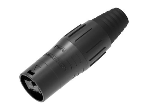 SEETRONIC Serie 02 &bull; Fiche porte-c&acirc;ble IP65 adapt&eacute;e au RJ45 normal&blind&eacute;, noir, pour c&acirc;ble 7-9 mm