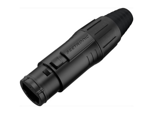 SEETRONIC Serie 02 &bull; Fiche porte-c&acirc;ble RJ45 femelle IP65, noir, CAT5E, pour c&acirc;ble 5-7 mm