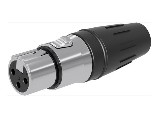 SEETRONIC Serie H &bull; XLR3 Fiche femelle inox contacts or