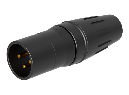 SEETRONIC Serie H &bull; XLR3 Fiche m&acirc;le inox noir contacts or