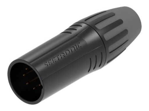 SEETRONIC Serie M &bull; XLR5 Fiche m&acirc;le noir contacts or