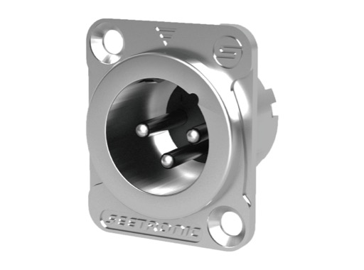 SEETRONIC Serie M &bull; XLR3 Embase m&acirc;le chrome contacts argent