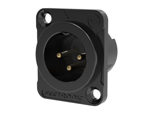 SEETRONIC Serie M &bull; XLR3 Embase m&acirc;le noir contacts or