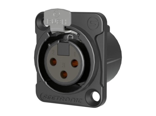SEETRONIC Serie M &bull; XLR3 Embase femelle noir contacts or