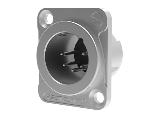 SEETRONIC Serie M &bull; XLR5 Embase m&acirc;le chrome contacts argent