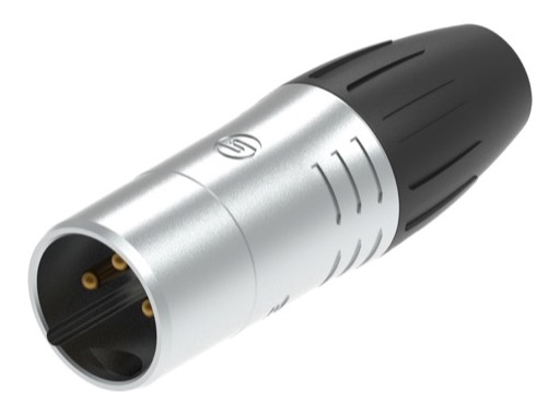 SEETRONIC Serie W &bull; XLR3 fiche m&acirc;le chrome contacts or IP65