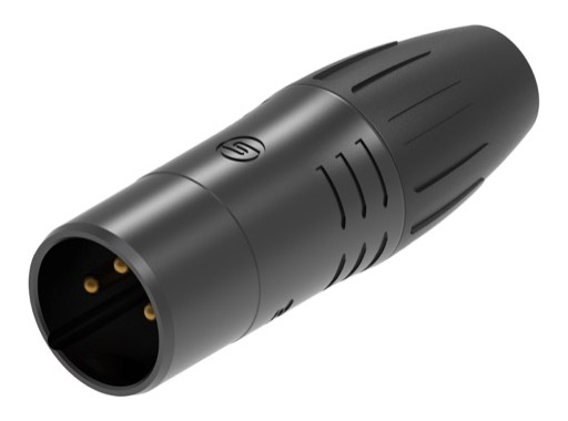 SEETRONIC Serie W &bull; XLR3 fiche m&acirc;le noir contacts or IP65
