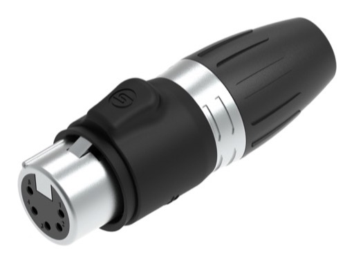 SEETRONIC Serie W &bull; XLR5 fiche femelle chrome contacts or IP65