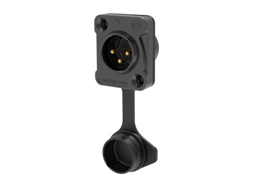 SEETRONIC Serie W &bull; XLR3 embase m&acirc;le noir contacts or IP65