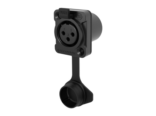 SEETRONIC Serie W &bull; XLR3 embase femelle noir contacts or IP65