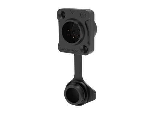 SEETRONIC Serie W &bull; XLR5 embase m&acirc;le noir contacts or IP65