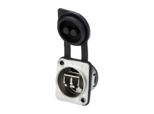 SEETRONIC &bull; Embase nickel travers&eacute; fibre optique Dual LC IP65