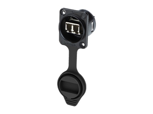 SEETRONIC &bull; Embase noir travers&eacute; fibre optique Dual LC IP65